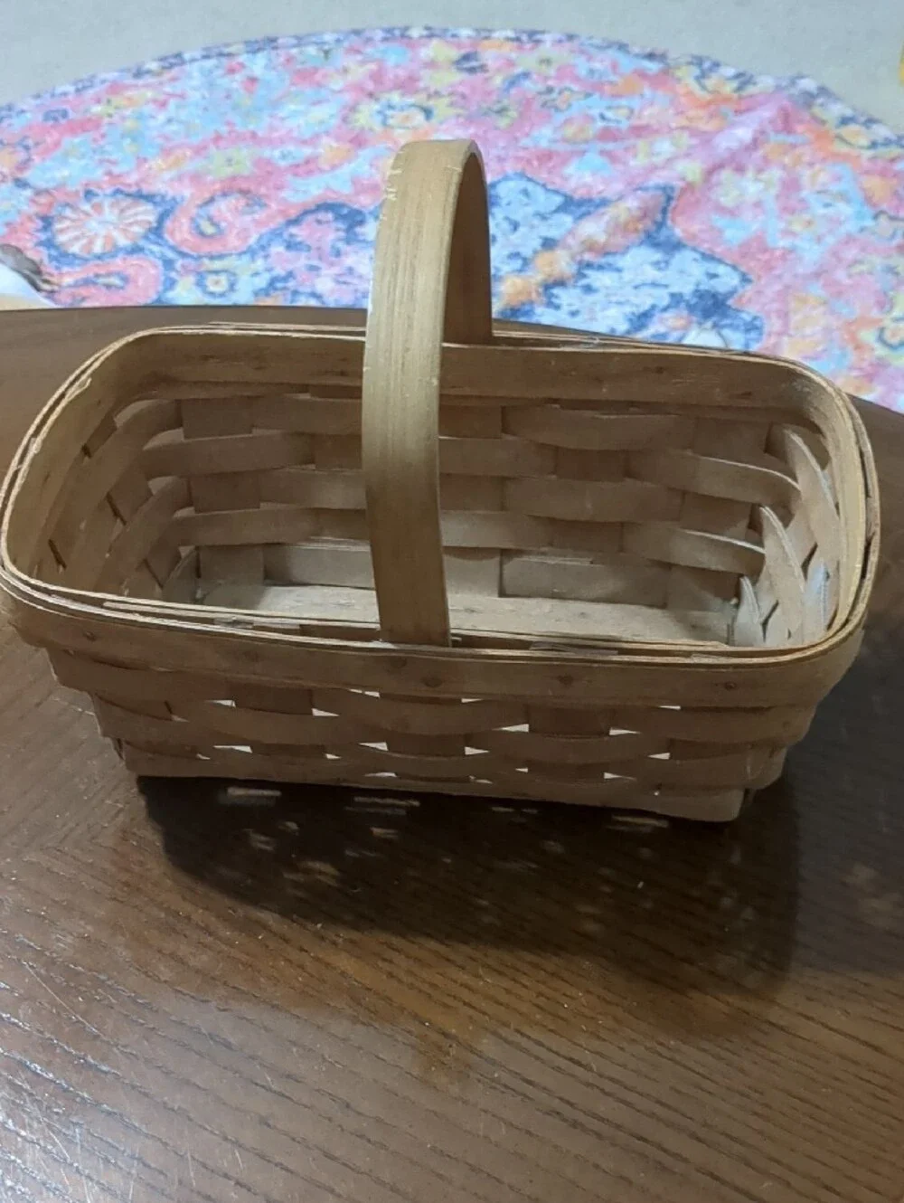 1988 Vintage Longaberger Natural Brown Handwoven Wood Basket with Nail Accents